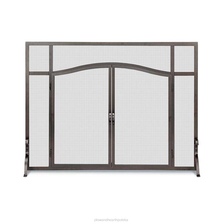 Plow & Hearth duża, niestandardowa płaska osłona z drzwiami łukowymi - czarna 02XR62927 kominek