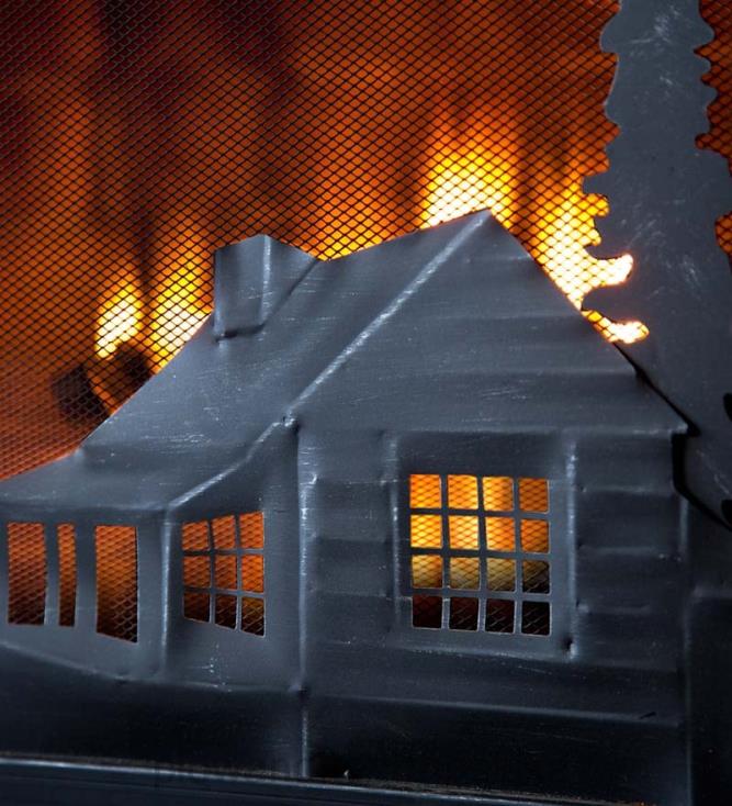 Plow & Hearth duża osłona przeciwpożarowa chaty górskiej z drzwiami - czarna 02XR63246 kominek