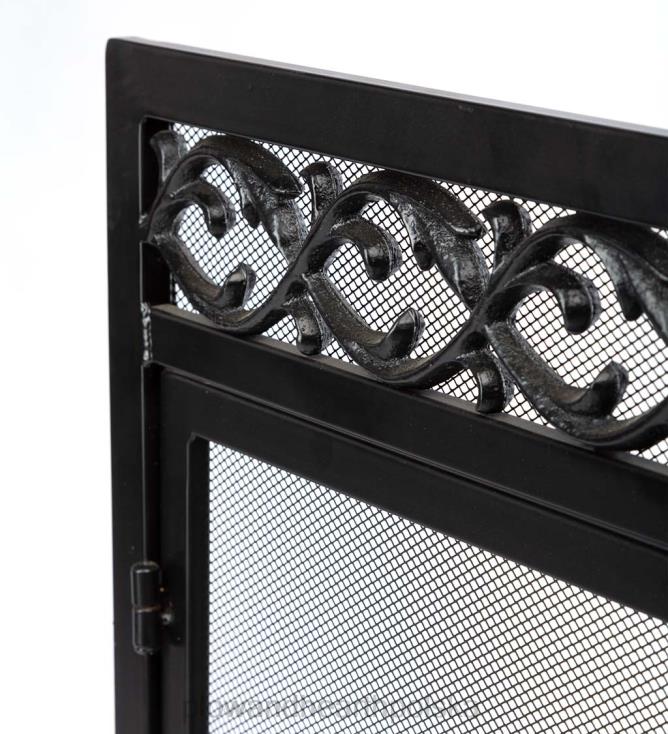 Plow & Hearth mała żeliwna osłona przeciwpożarowa z drzwiczkami - czarna 02XR63181 kominek
