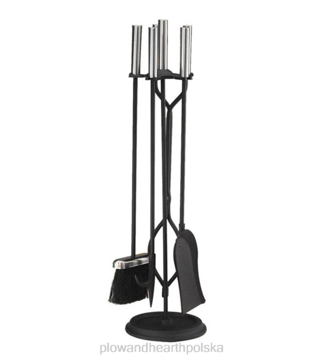 Plow & Hearth 4-częściowy zestaw narzędzi kominkowych z cyny i czerni – czarny 02XR62750 kominek