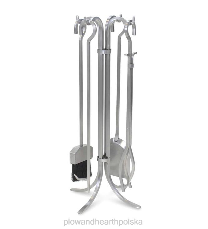 Plow & Hearth 5-częściowy zestaw narzędzi kominkowych Newport ze stali nierdzewnej - stal nierdzewna 02XR62758 kominek