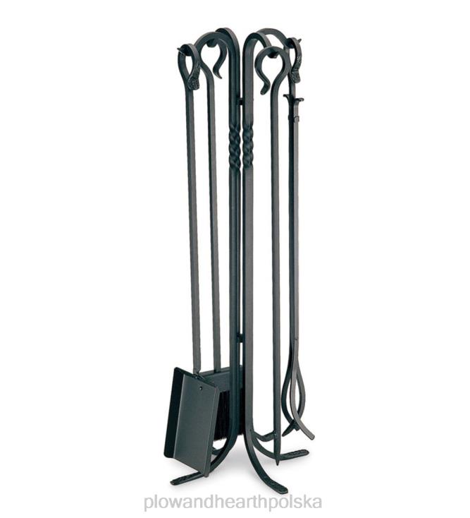 Plow & Hearth Zestaw narzędzi kominkowych z ręcznie kutego żelaza - czarny 02XR62764 kominek