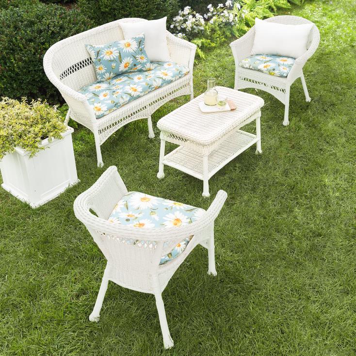 Plow & Hearth łatwe w pielęgnacji siedzisko z wikliny z żywicy - czarne 02XR63158 meble