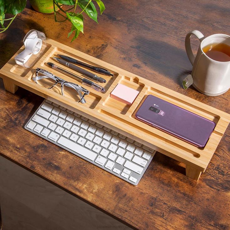 Plow & Hearth Drewniany organizer na biurko z klawiaturą 02XR62127 meble