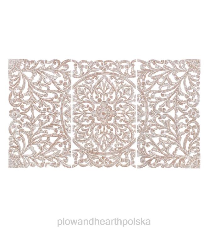 Plow & Hearth trzypanelowa, biała, umyta, kwiatowa dekoracja ścienna 02XR62134 meble