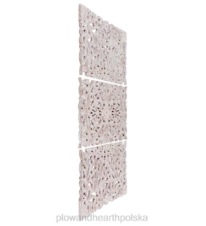 Plow & Hearth trzypanelowa, biała, umyta, kwiatowa dekoracja ścienna 02XR62134 meble