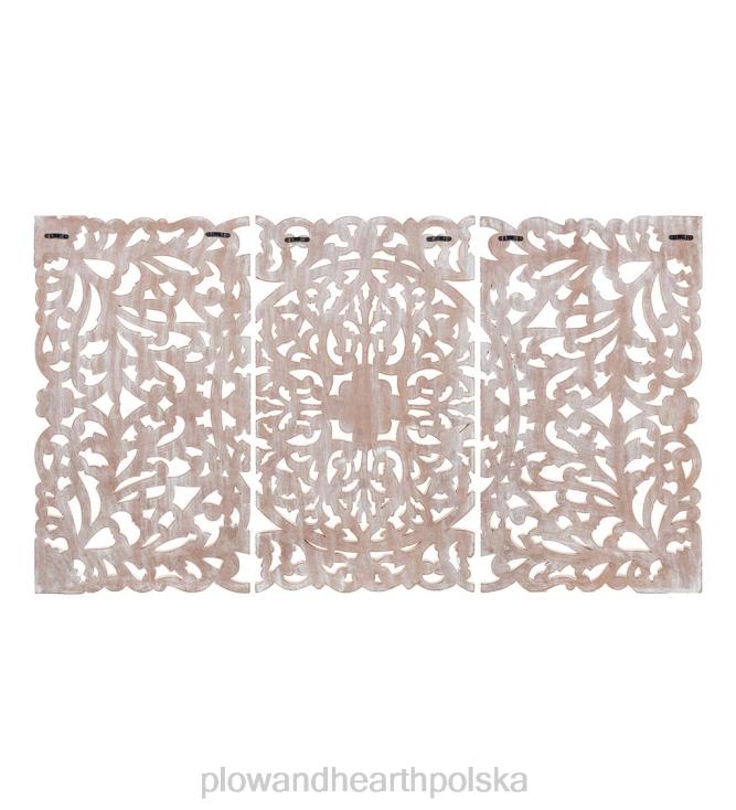 Plow & Hearth trzypanelowa, biała, umyta, kwiatowa dekoracja ścienna 02XR62134 meble