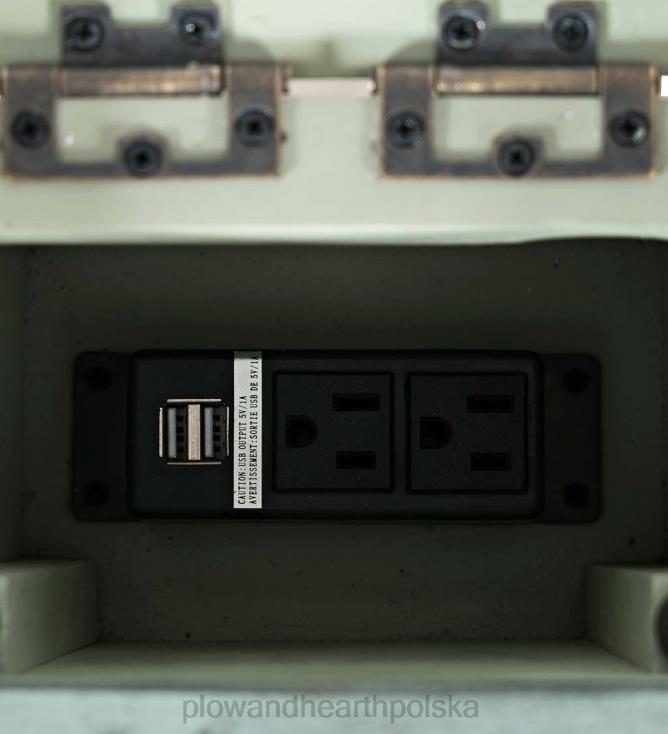 Plow & Hearth Biurko Chelsea Power Station z portami USB i gniazdkami elektrycznymi - scrimshaw whitewash 02XR62121 meble