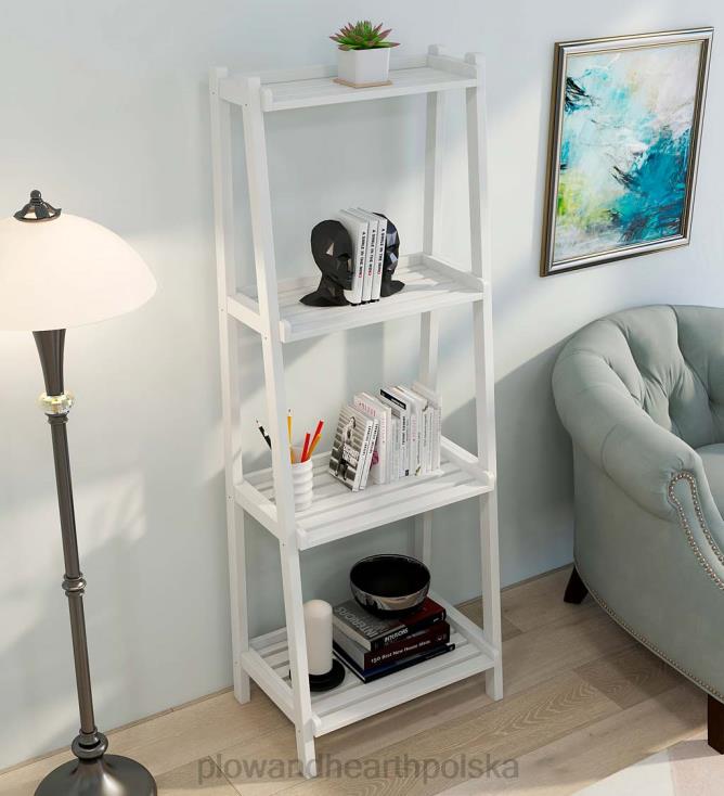 Plow & Hearth Farmhouse 4-poziomowa drewniana półka na drabinę - biała 02XR62119 meble