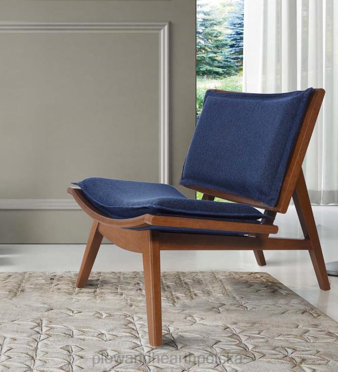 Plow & Hearth Krzesło kate z drewna i tapicerowanego akcentu - granatowe 02XR62026 meble