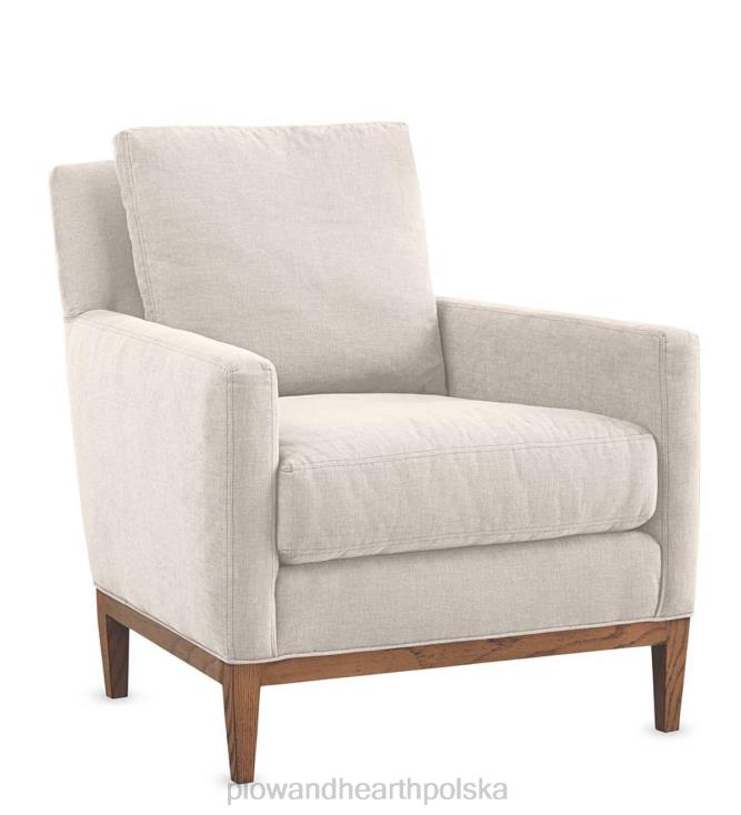 Plow & Hearth ekologiczne, ręcznie tapicerowane krzesło studyjne, wyprodukowane w USA - len brukselski 02XR62033 meble