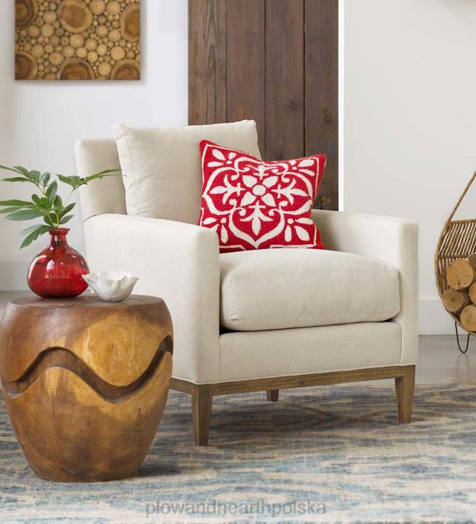 Plow & Hearth ekologiczne, ręcznie tapicerowane krzesło studyjne, wyprodukowane w USA - len brukselski 02XR62033 meble