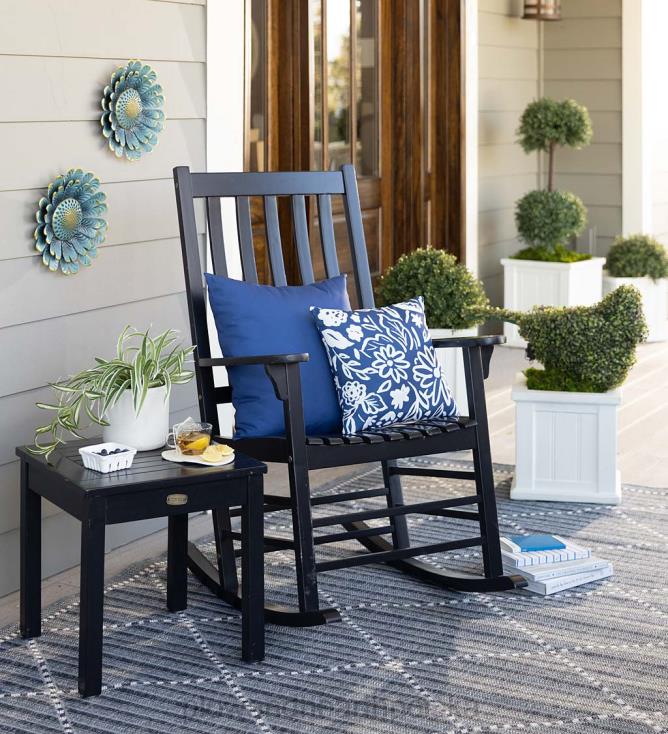 Plow & Hearth fotel bujany z listew drewnianych - czarna farba 02XR63255 meble