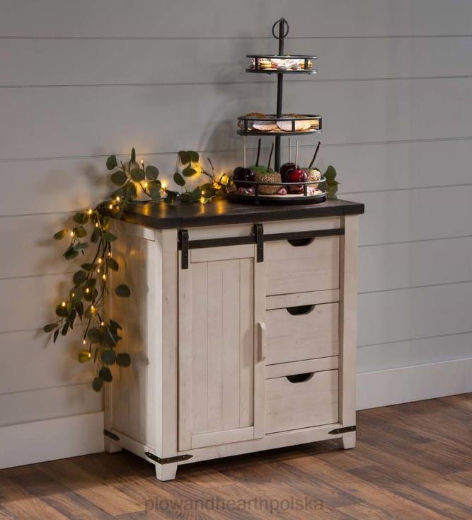 Plow & Hearth Drewniana szafka do przechowywania z drzwiami do stodoły Cape Charles - biała 02XR62082 meble