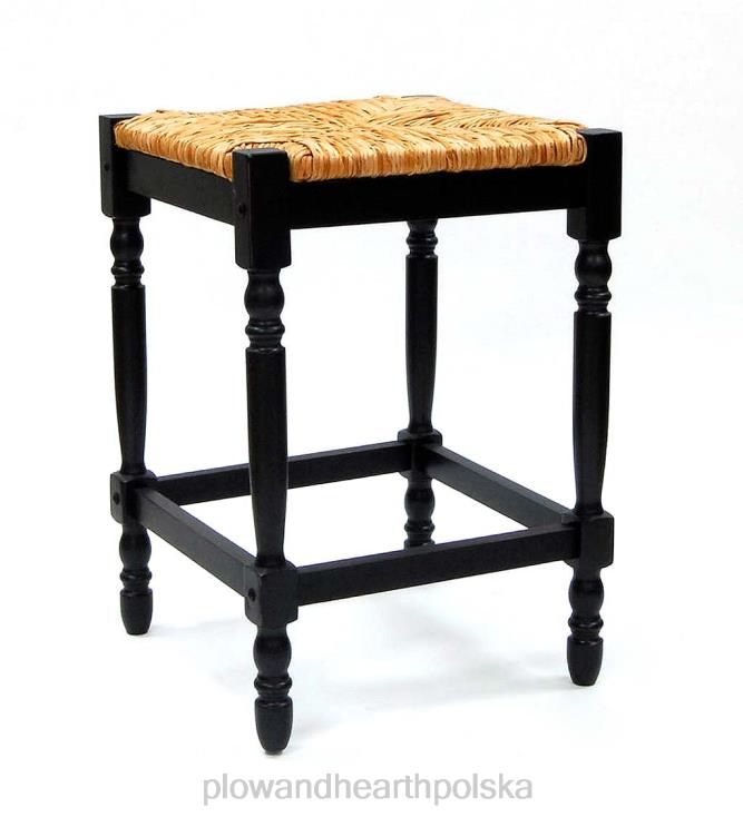 Plow & Hearth Stołek przeciwstawny o wysokości 24 cali z ręcznie tkanym siedziskiem - antyczna czerń 02XR62041 meble