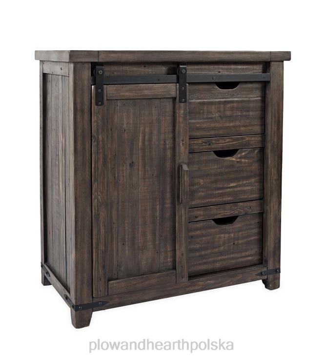 Plow & Hearth Cape Charles Drewniana szafka do przechowywania z drzwiami do stodoły z wykończeniem z drewna barnwood - drewno stodoły 02XR61993 meble