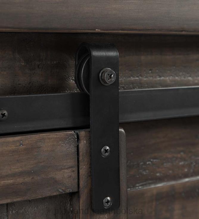 Plow & Hearth Cape Charles Drewniana szafka do przechowywania z drzwiami do stodoły z wykończeniem z drewna barnwood - drewno stodoły 02XR61993 meble