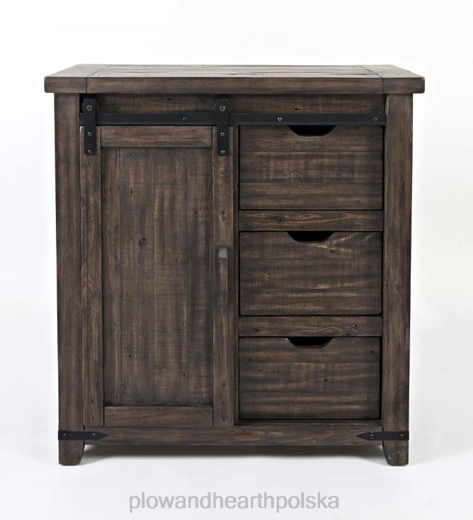 Plow & Hearth Cape Charles Drewniana szafka do przechowywania z drzwiami do stodoły z wykończeniem z drewna barnwood - drewno stodoły 02XR61993 meble
