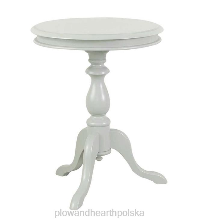 Plow & Hearth Drewniany stolik akcentujący na cokole - antyczna biel 02XR61991 meble