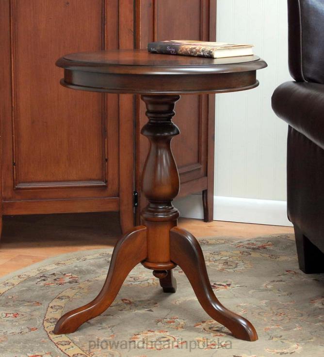 Plow & Hearth Drewniany stolik akcentujący na cokole - antyczna biel 02XR61991 meble