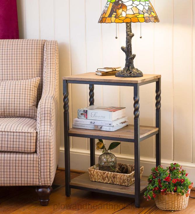 Plow & Hearth Głęboki stolik końcowy z półkami 02XR61973 meble