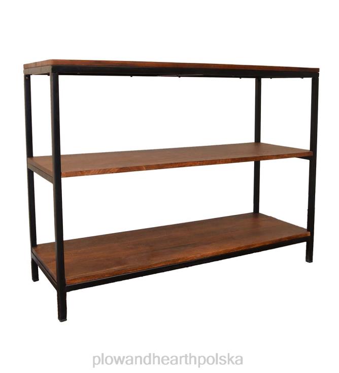Plow & Hearth Regał/konsola z trzema półkami, wysoki na 30 cali, z drewna i metalu - kasztan 02XR61995 meble