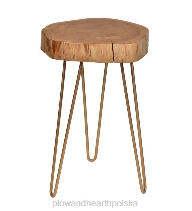 Plow & Hearth Stół akcentujący z drewna akacjowego na żywo z nogami typu spinka do włosów - złoty 02XR62000 meble