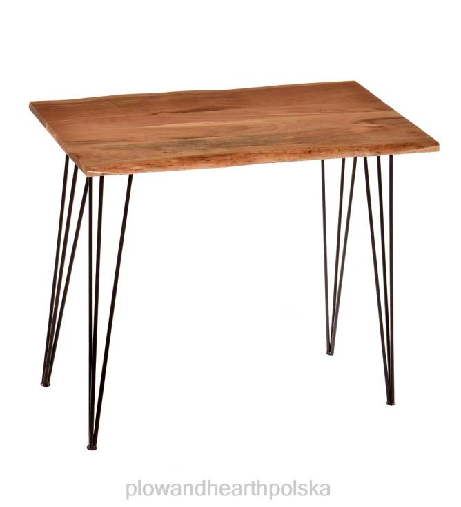 Plow & Hearth Stół konsolowy z drewna akacjowego na żywo z nogami typu hairpin - czarny 02XR62006 meble