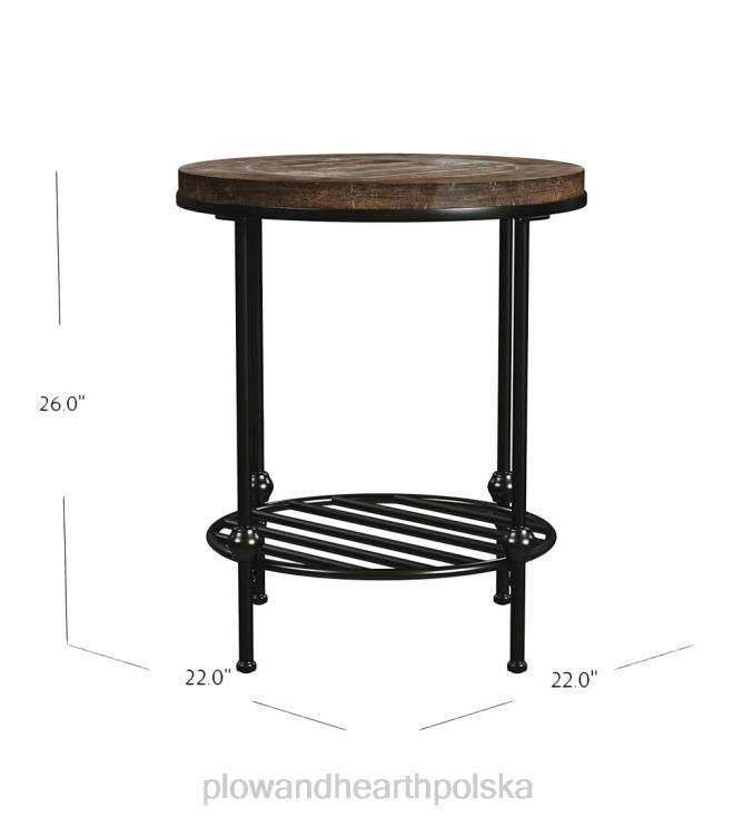 Plow & Hearth okrągły stolik z sosnowego blatu z półką na szprychy 02XR61989 meble