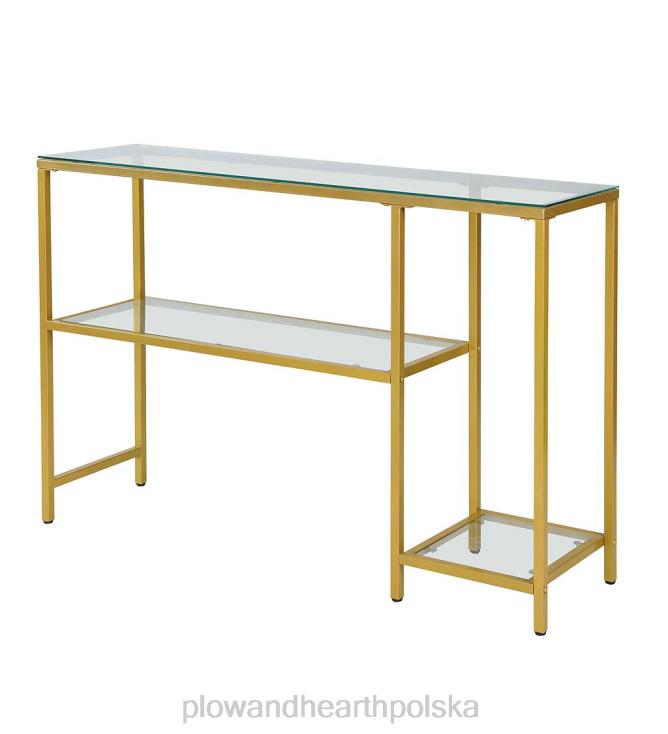 Plow & Hearth wielofunkcyjny stolik konsolowy ze szkła hartowanego z półkami - złoty 02XR62007 meble