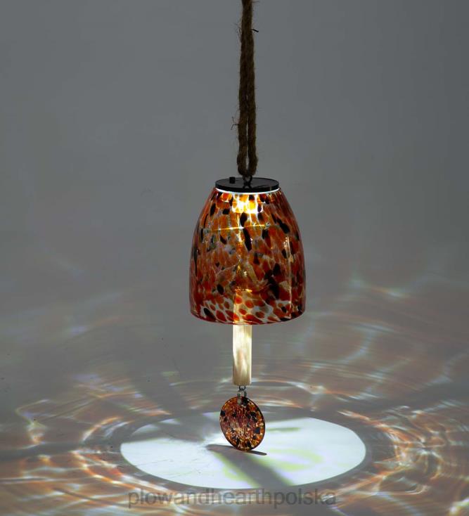 Plow & Hearth Dzwonek ze szkła artystycznego solarnego - czerwony 02XR6107 podwórko i ogród