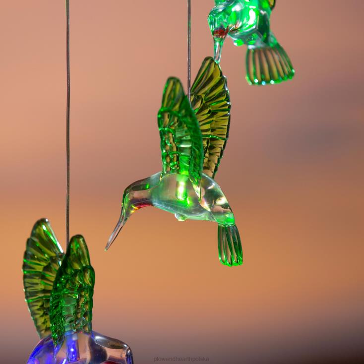 Plow & Hearth Mobilna bateria słoneczna zmieniająca kolor z kolibrami 02XR6198 podwórko i ogród