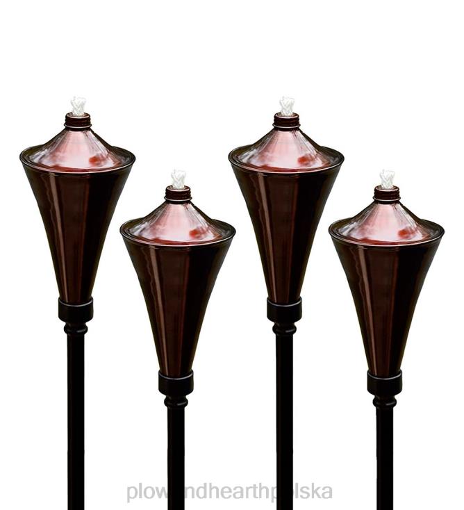 Plow & Hearth Pochodnie ogrodowe 4 w 1, zestaw 4 sztuk - karmelowe 02XR6347 podwórko i ogród
