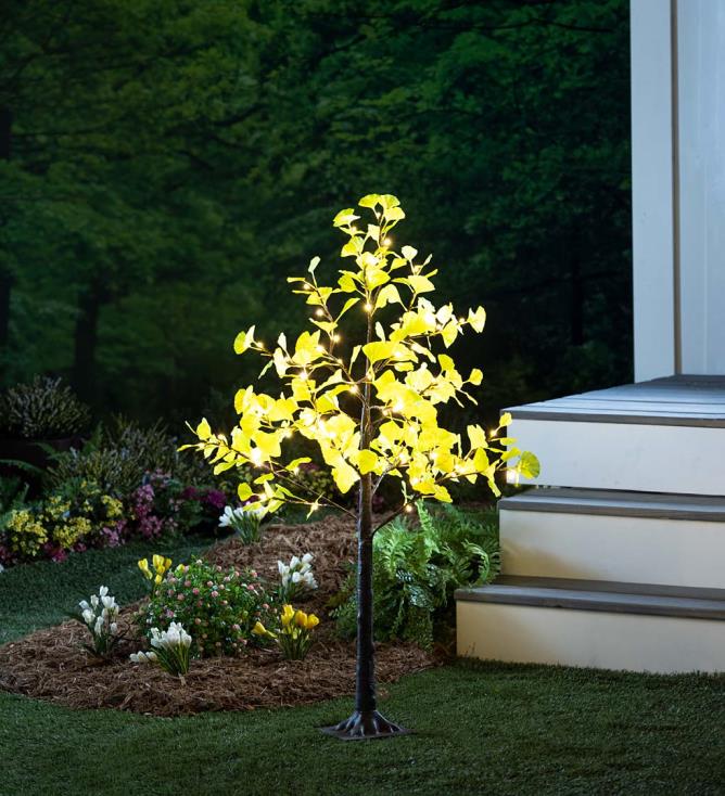 Plow & Hearth Wewnątrz/na zewnątrz oświetlone elektrycznie zielone miłorzęby 02XR6224 podwórko i ogród