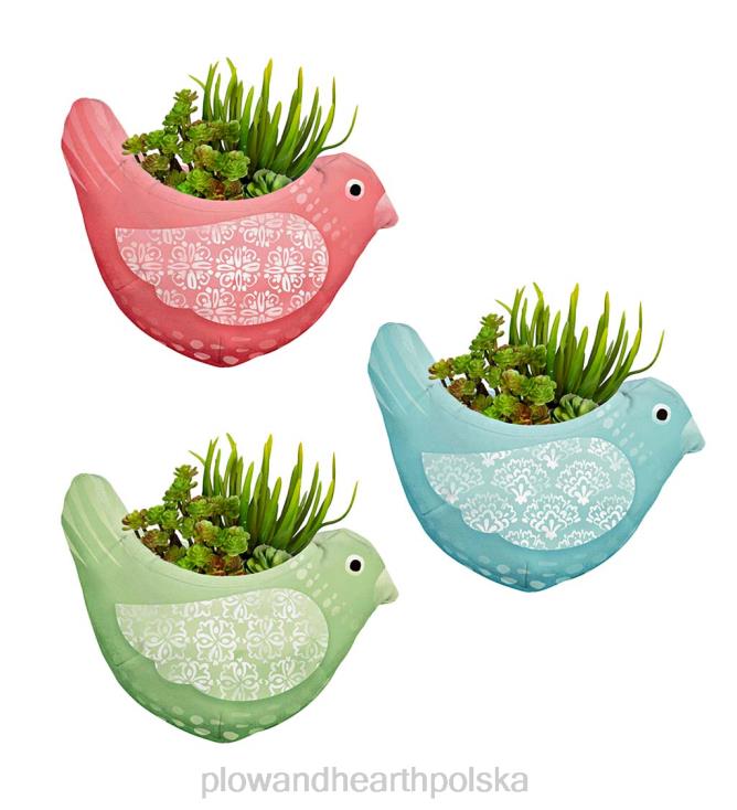 Plow & Hearth fantazyjne donice ścienne z tkaniny w kształcie ptaków, zestaw 3 sztuk 02XR6188 podwórko i ogród