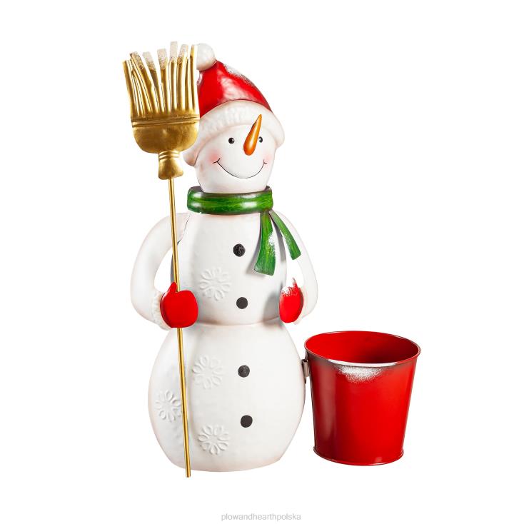 Plow & Hearth metalowy bałwanek z doniczką 02XR6125 podwórko i ogród