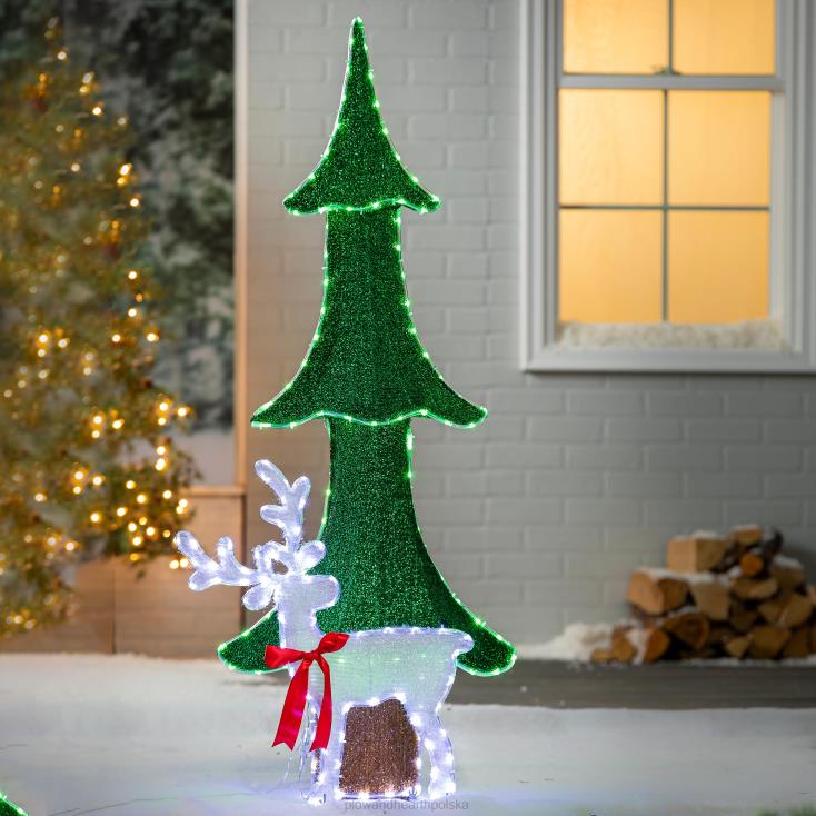 Plow & Hearth oświetlone drzewo z reniferem wewnątrz/na zewnątrz 02XR6109 podwórko i ogród