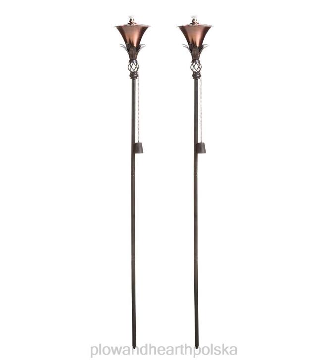 Plow & Hearth stalowe pochodnie ogrodowe, zestaw 2 szt. - nikiel 02XR6204 podwórko i ogród