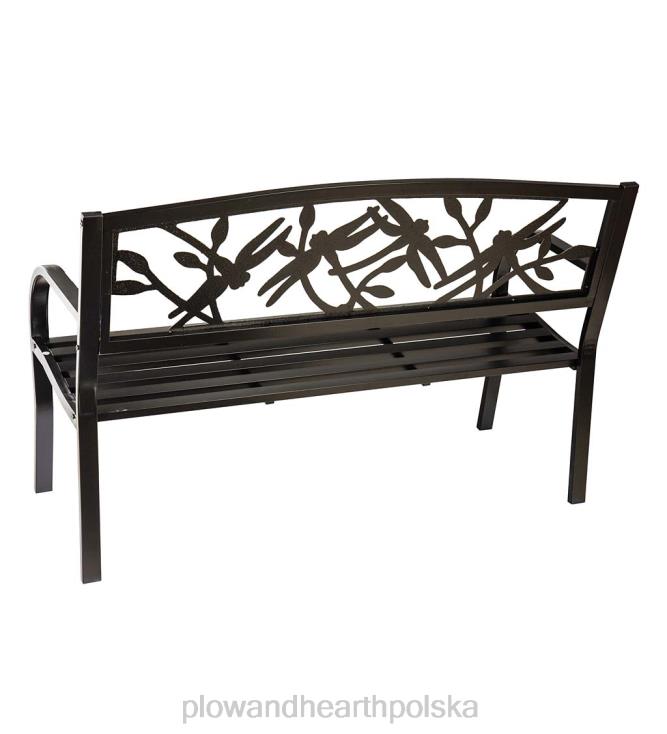 Plow & Hearth Metalowa ławka ogrodowa ważka - czarna 02XR6500 podwórko i ogród