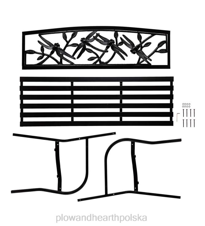 Plow & Hearth Metalowa ławka ogrodowa ważka - czarna 02XR6500 podwórko i ogród