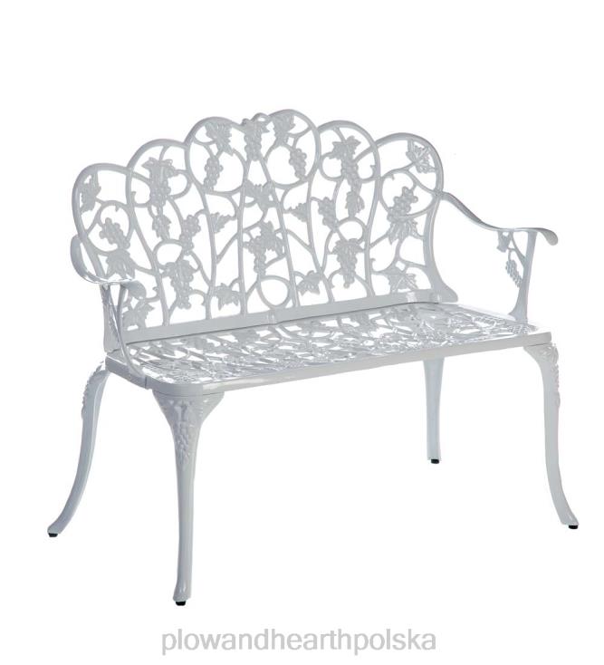 Plow & Hearth ławka ogrodowa winorośl z aluminium malowanego proszkowo - kolor biały 02XR6495 podwórko i ogród