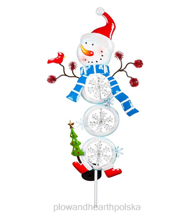 Plow & Hearth Słoneczny słupek ogrodowy bałwana - płatek śniegu 02XR6436 podwórko i ogród