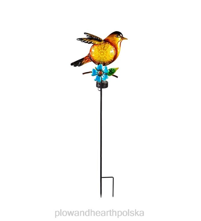 Plow & Hearth Słoneczny słupek ogrodowy dla ptaków - żółty 02XR6434 podwórko i ogród
