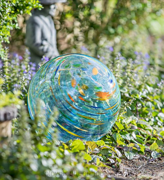 Plow & Hearth wirująca kula ze szkła artystycznego ze stojakiem – królewski błękit 02XR6313 podwórko i ogród