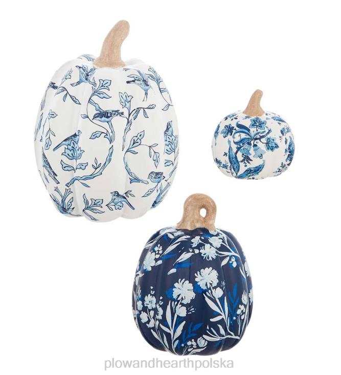 Plow & Hearth Ceramiczne dynie rzemieślnicze blues, zestaw 3 sztuk 02XR6423 podwórko i ogród
