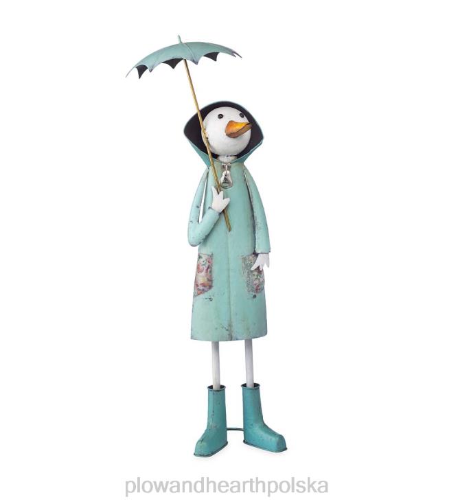 Plow & Hearth metalowa statua ogrodowa kaczka z bajki - niebieska 02XR6166 podwórko i ogród