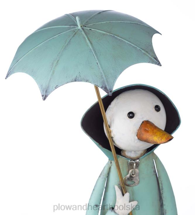 Plow & Hearth metalowa statua ogrodowa kaczka z bajki - niebieska 02XR6166 podwórko i ogród