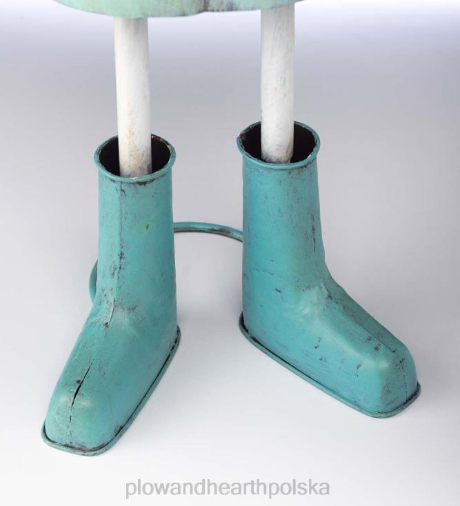 Plow & Hearth metalowa statua ogrodowa kaczka z bajki - niebieska 02XR6166 podwórko i ogród