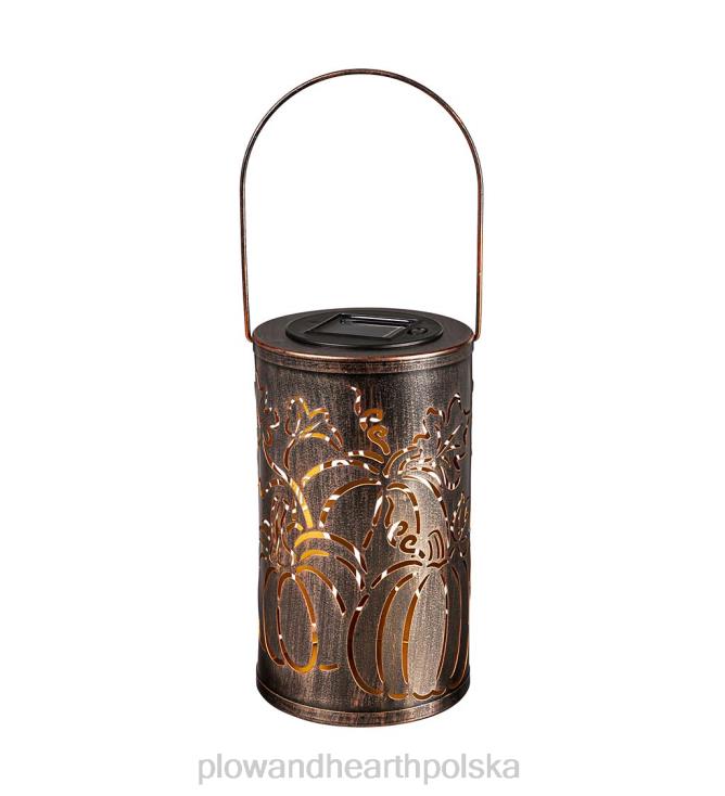 Plow & Hearth Lampa wycięta z brązu pocierana olejem słonecznym - dynia 02XR6475 podwórko i ogród