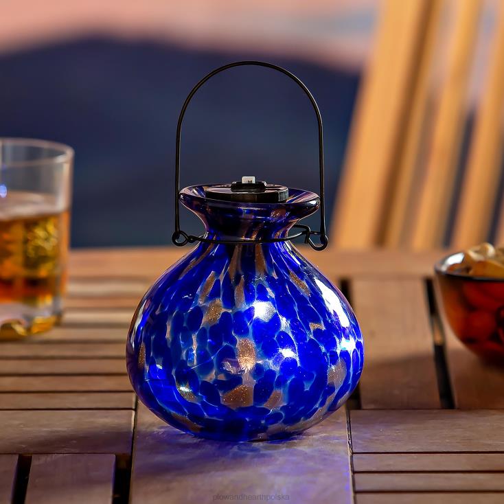 Plow & Hearth kompaktowa latarnia słoneczna konfetti - turkusowe konfetti 02XR6472 podwórko i ogród